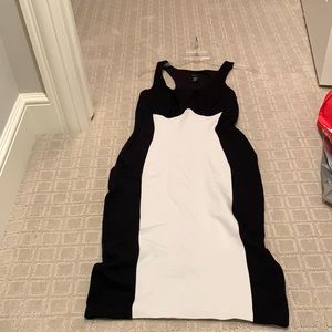 Black and white curvy bodycon racer back dress